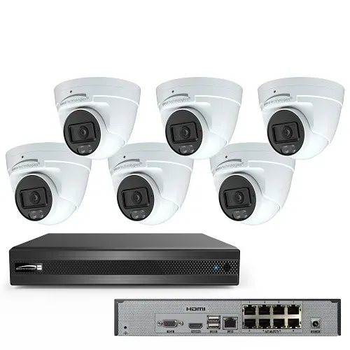 Speco Surveillance Kit with 8-Channel Network Video Recorder with (8) Built-in PoE Ports and (6) 4MP IP Turret Cameras